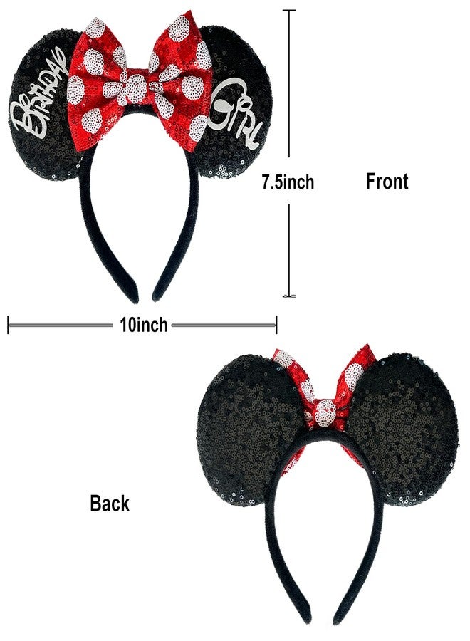 Tarocynn Birthday Mouse Ears Headband, Sequin Bow Headbands for Women Party Favors Cosplay Accessories (Black Birthday) - Image 4